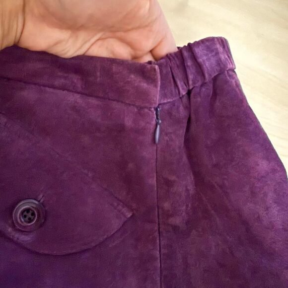 Early 2000s deep purple genuine suede midi skirt - Picture 6 of 7